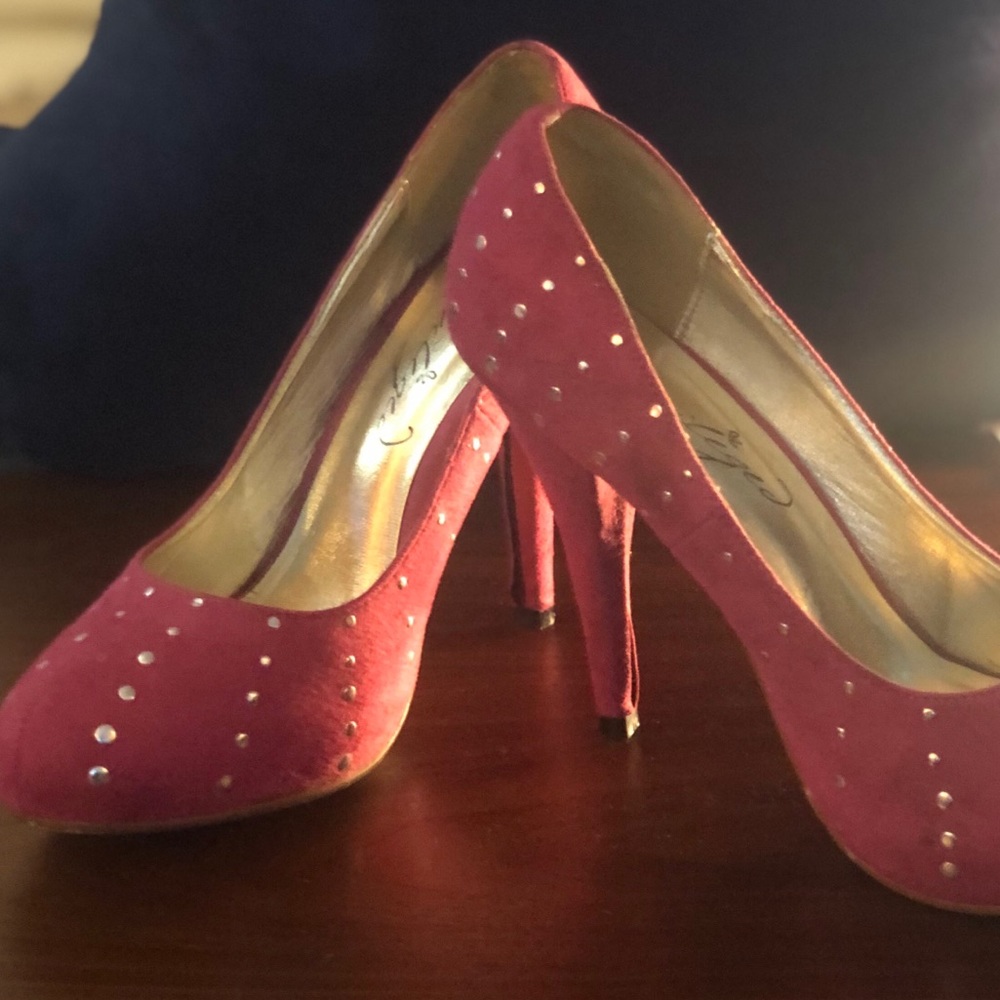 Purple Velvet round toe heels